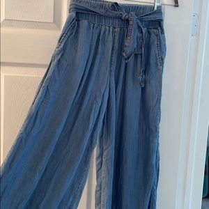 Wide Leg Jean colored pants.